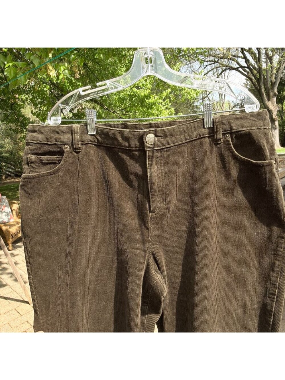 Lands End Womens Pants 18 Fit 2 Size 18 Brown Corduroy 42 x 31 Stretch